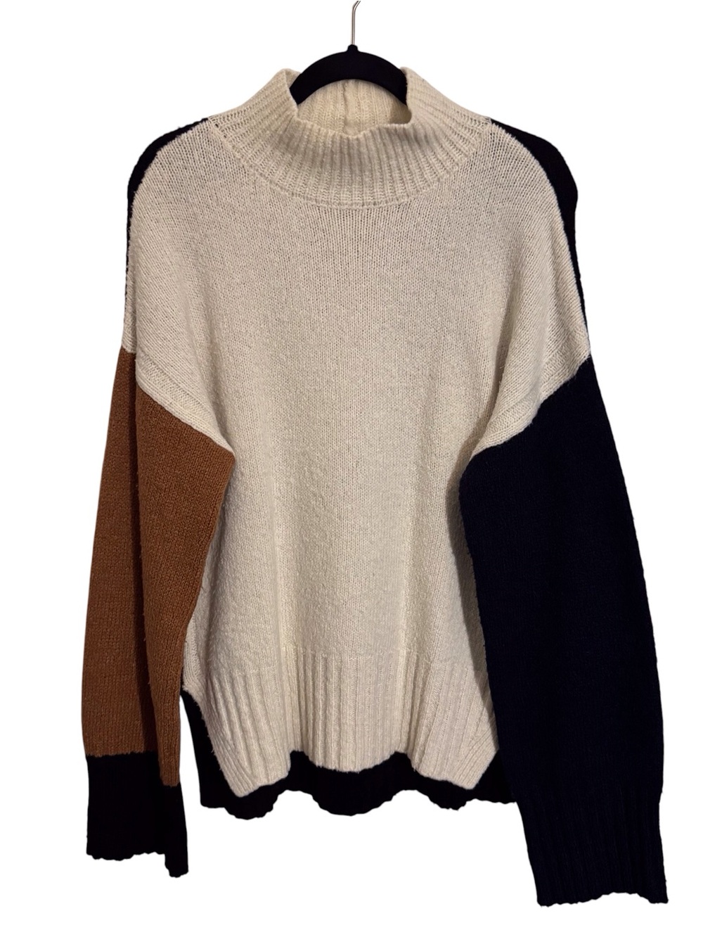 Frame Size Medium Multicolor Colorblock Pullover Sweater Oversized Mock Neck